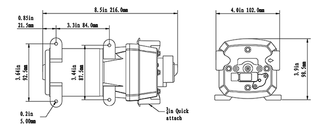 41系列隔膜泵(长款)安装尺寸图